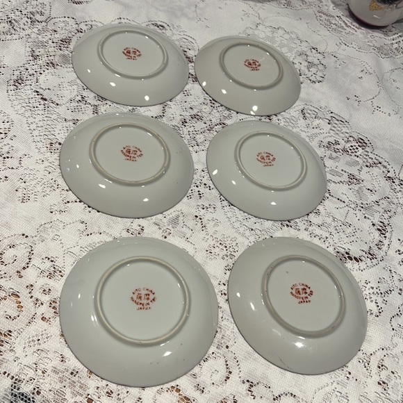 14 Piece Set Pink Black White Handpainted Moriage Dragonware Tea Espresso Set - Picture 10 of 14